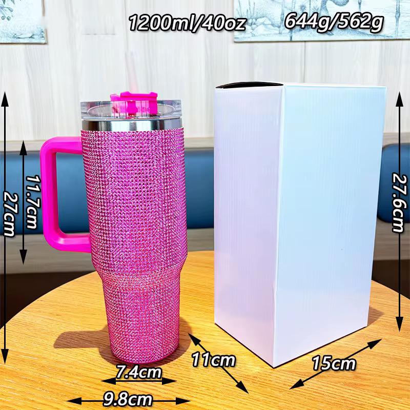 1200ml Rhinestone-Embellished Thermos Mug
