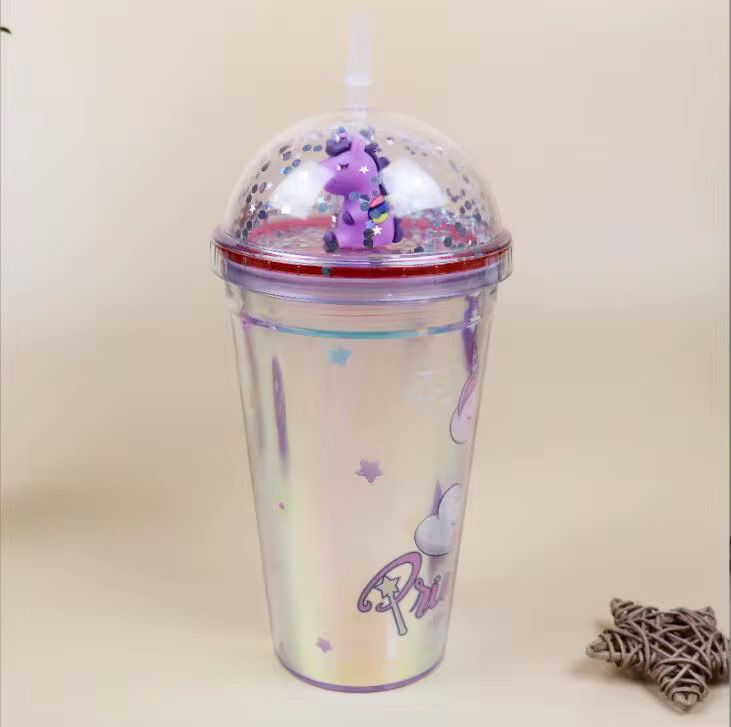 16oz 450ml Double lid + sequins + plush toy Laser PVC