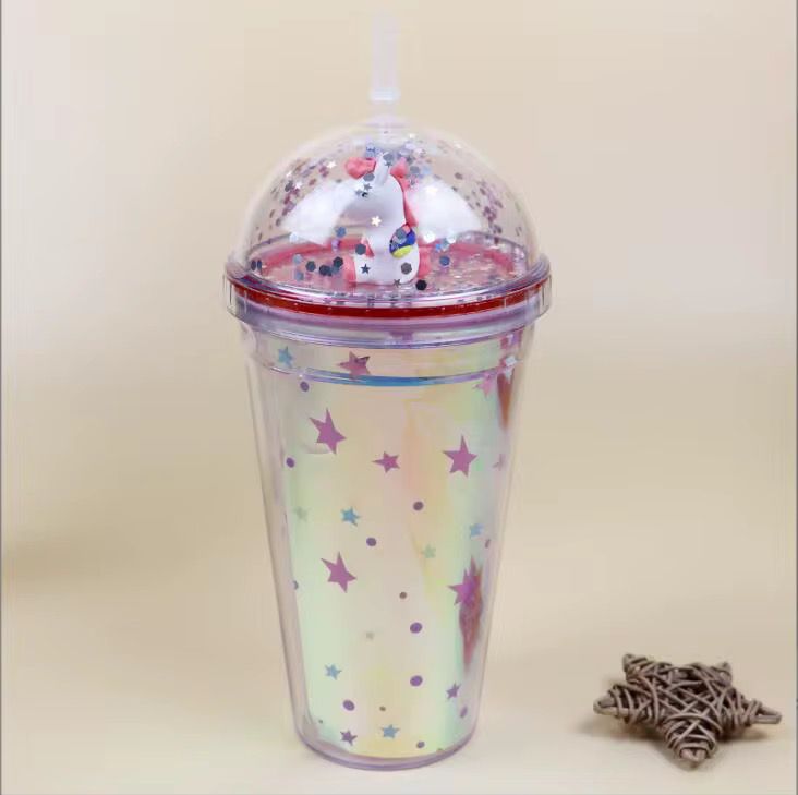 16oz 450ml Double lid + sequins + plush toy Laser PVC