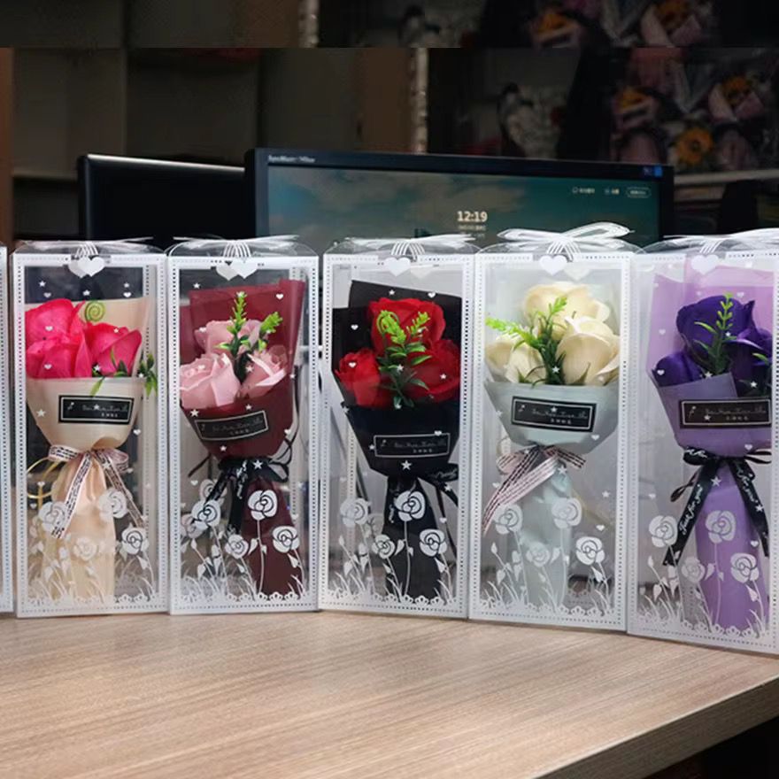 6pcs Rose  Artificial Flower light up with love heart