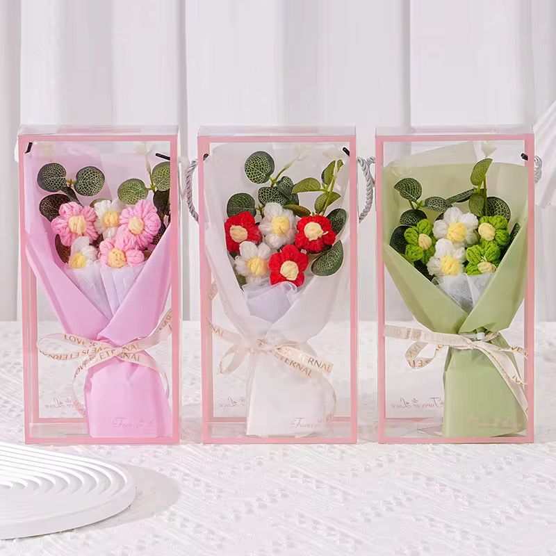 4pcs Handmade crochet Flowers gift Bouquet