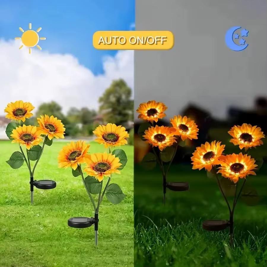 2pcs SOLAR POWER  Garden Lights sunflower（yellow color）