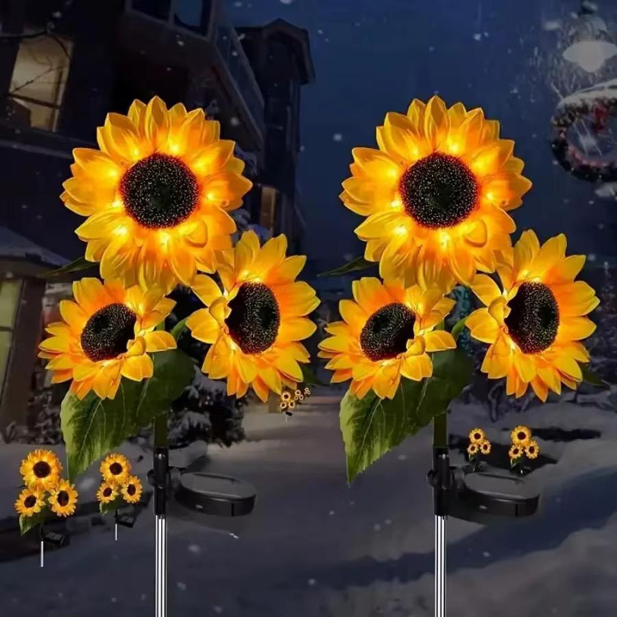 2pcs SOLAR POWER  Garden Lights sunflower（yellow color）