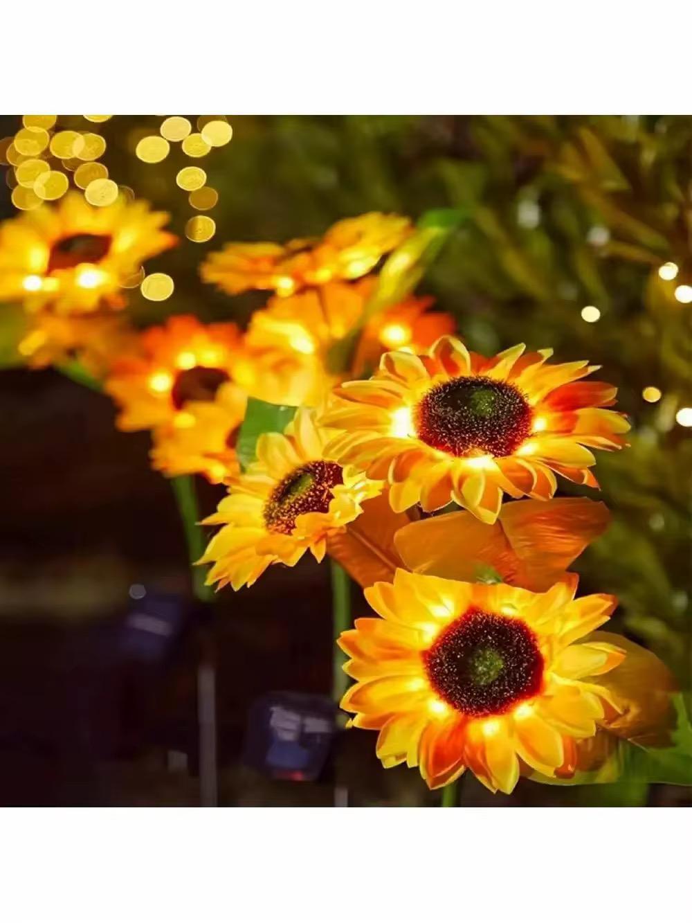 2pcs SOLAR POWER  Garden Lights sunflower（yellow color）
