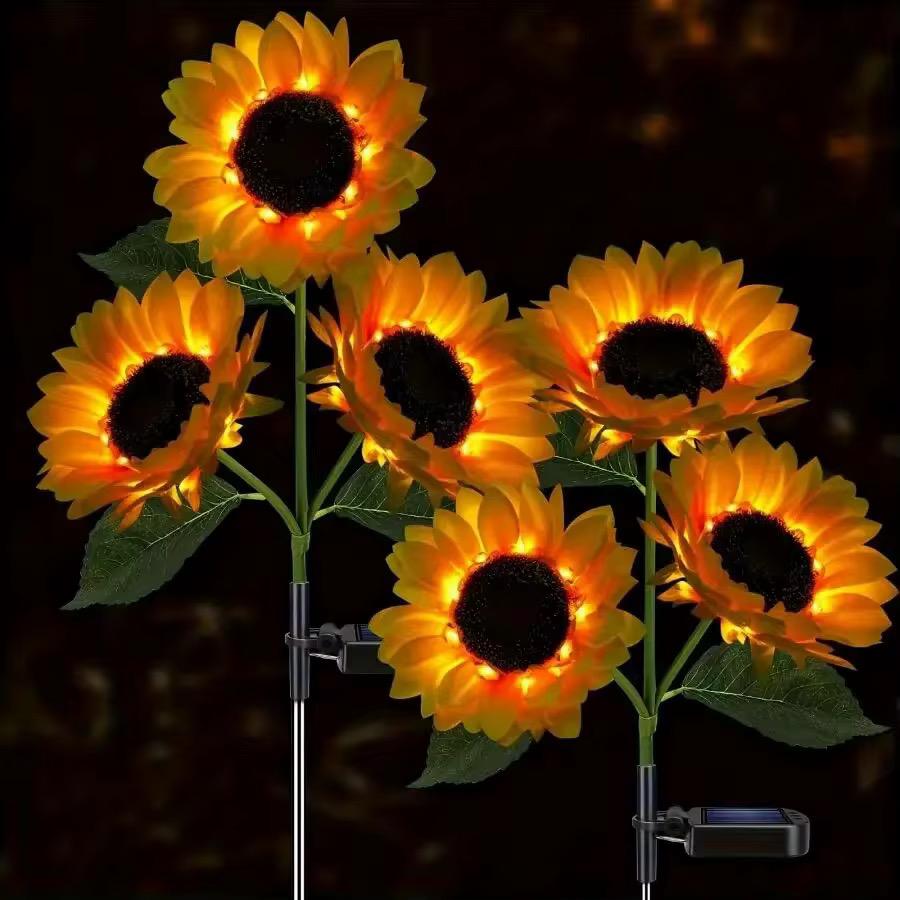 2pcs SOLAR POWER  Garden Lights sunflower（yellow color）