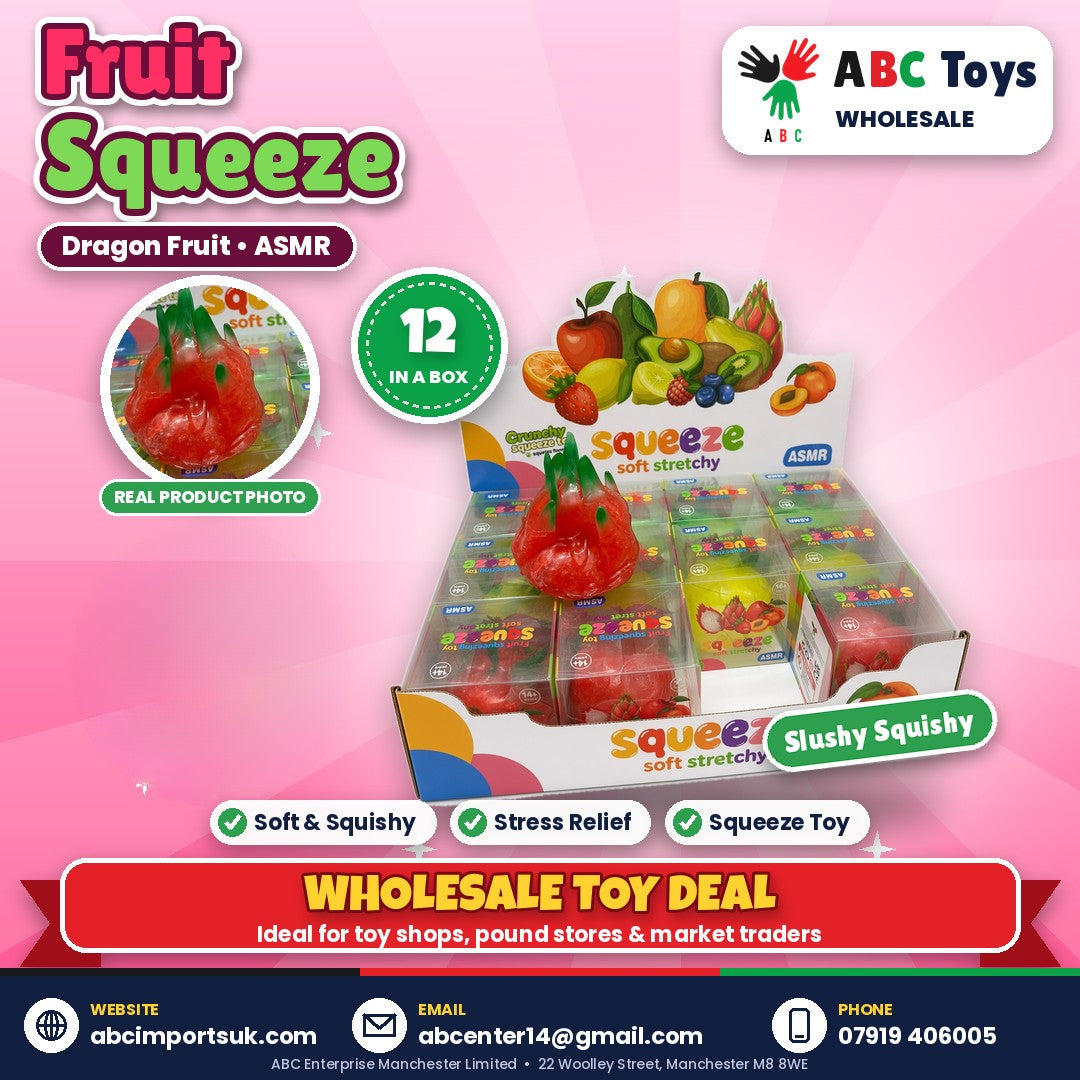 Fruit Squeeze Squishy - Dragon Fruit ASMR - 12 in a box | ABC Toys Wholesale