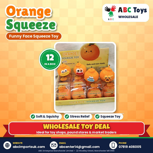 Orange Squeeze Toy - 12 in a box | ABC Toys Wholesale