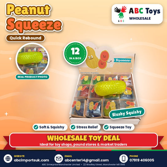 Peanut Squeeze Squishy - Quick Rebound - 12 in a box | ABC Toys Wholesale