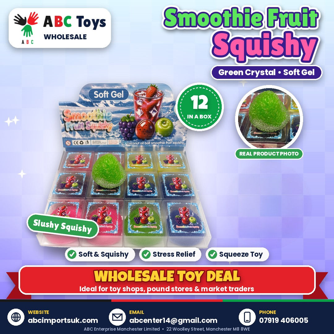 Smoothie Fruit Squishy - Green Crystal Soft Gel - 12 in a box | ABC Toys Wholesale